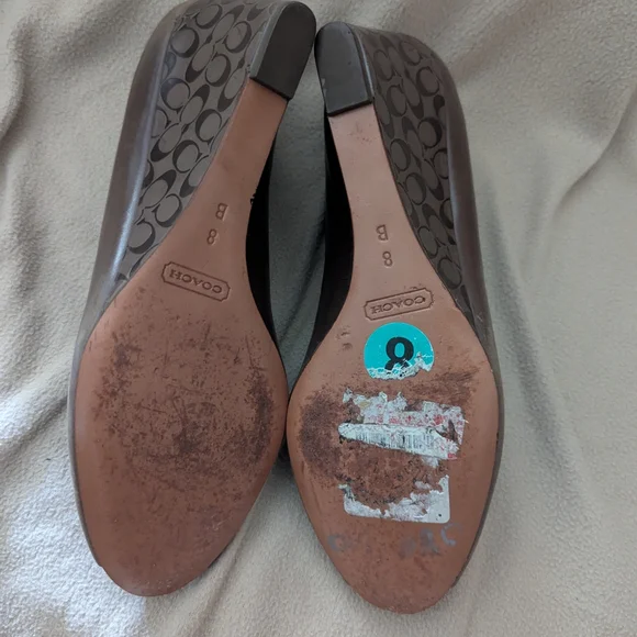 Coach Brown Peep-Toe Wedge Heels - Picture 6 of 6